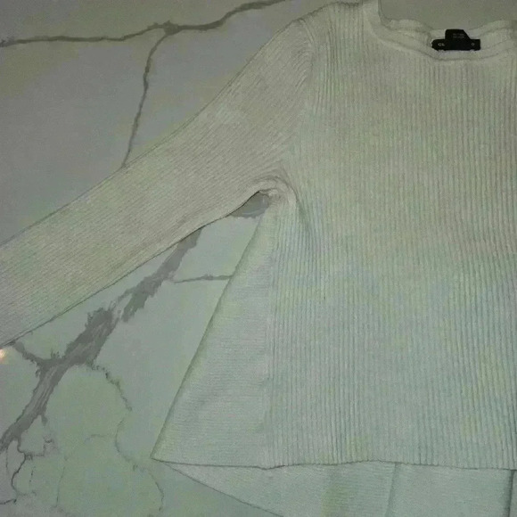 Club Monaco Ribbed Long Sleeve Crewneck Loose Fit Sweater Cream Size Small - Picture 5 of 10